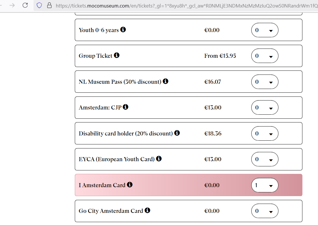 Rezerwacja godziny wejścia do Muzeum Moco z kartą I amsterdam city card