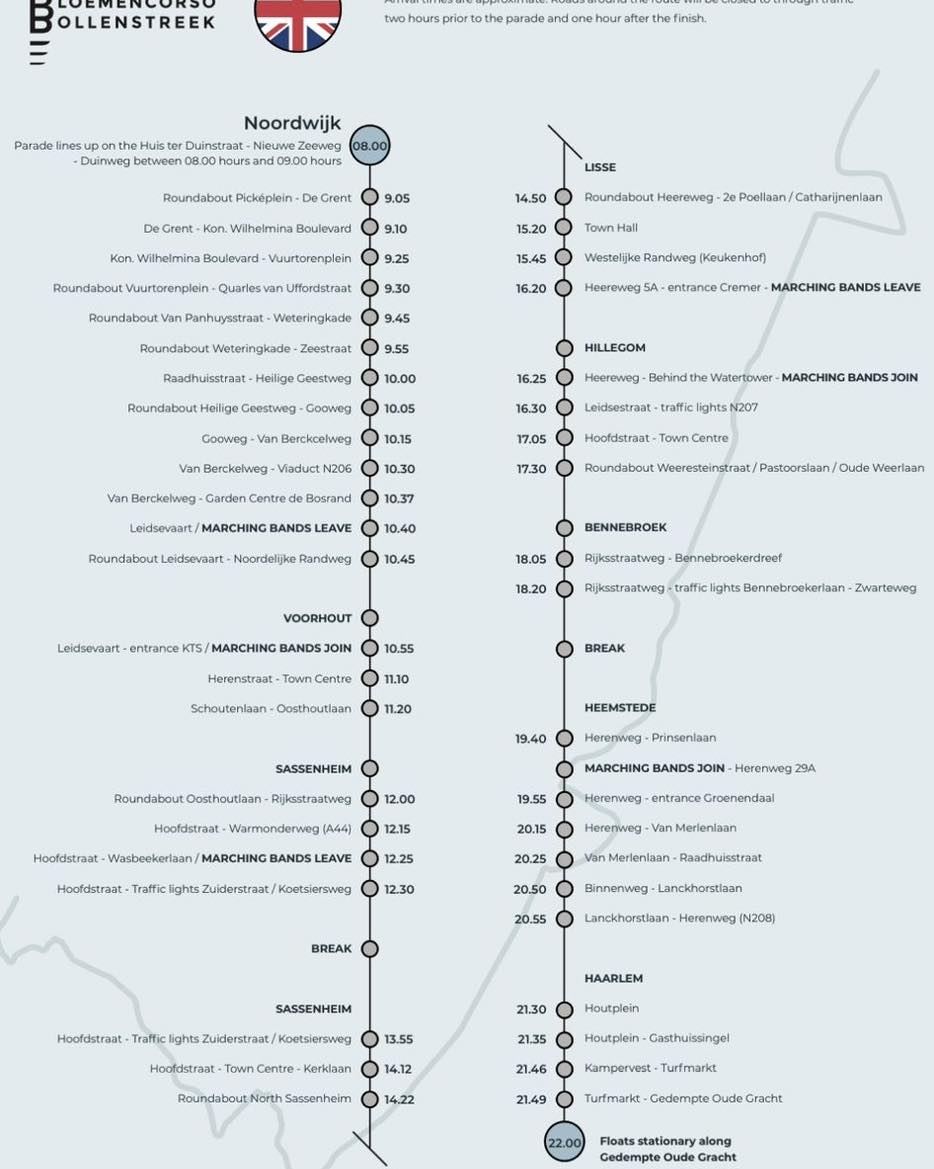 Holenderska Parada Kwiatów 2026 Trasa